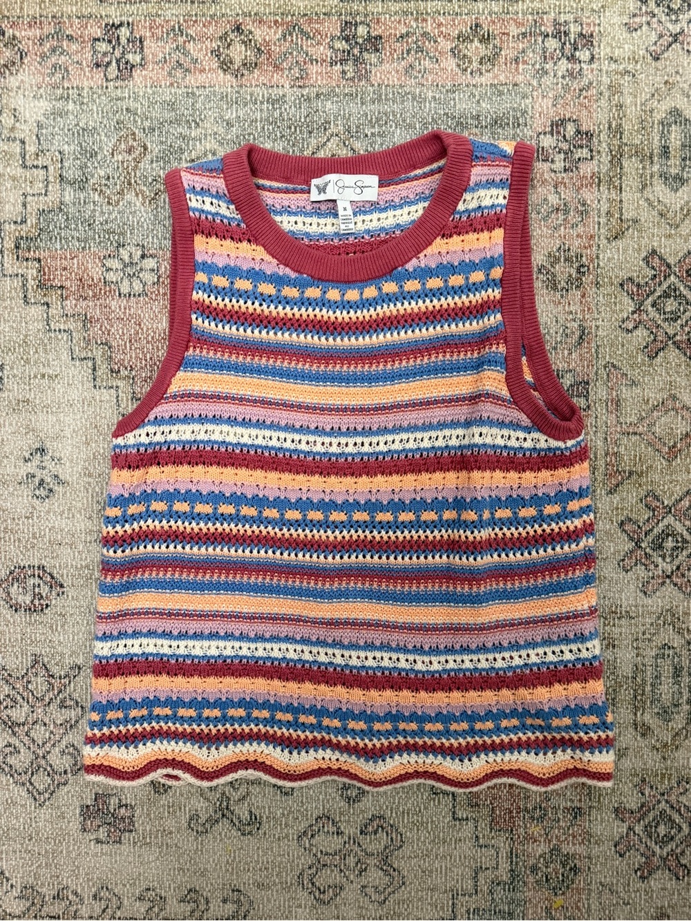 Jessica Simpson Hand-Knit Stripe Tank Top - Multi Color